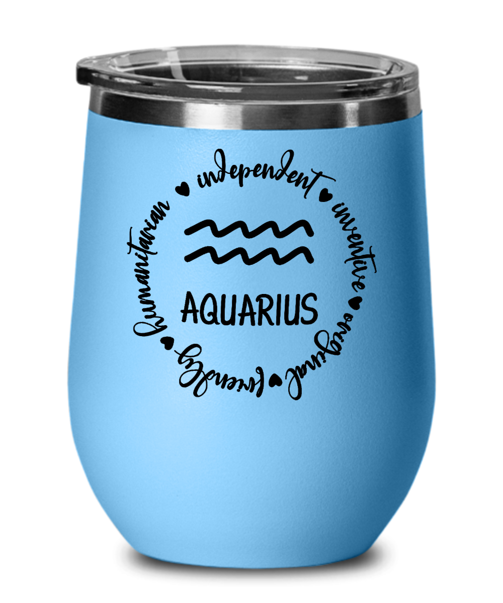 Traits of Aquarius - Aquarius 12oz Wine Tumbler