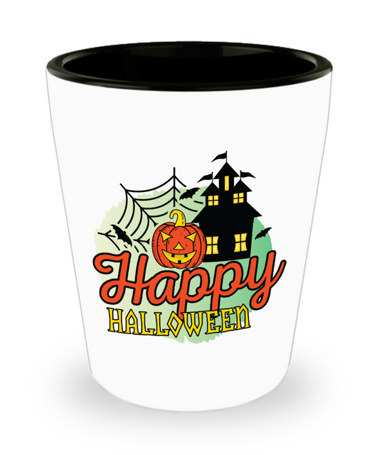 Happy Halloween White Shot Glass
