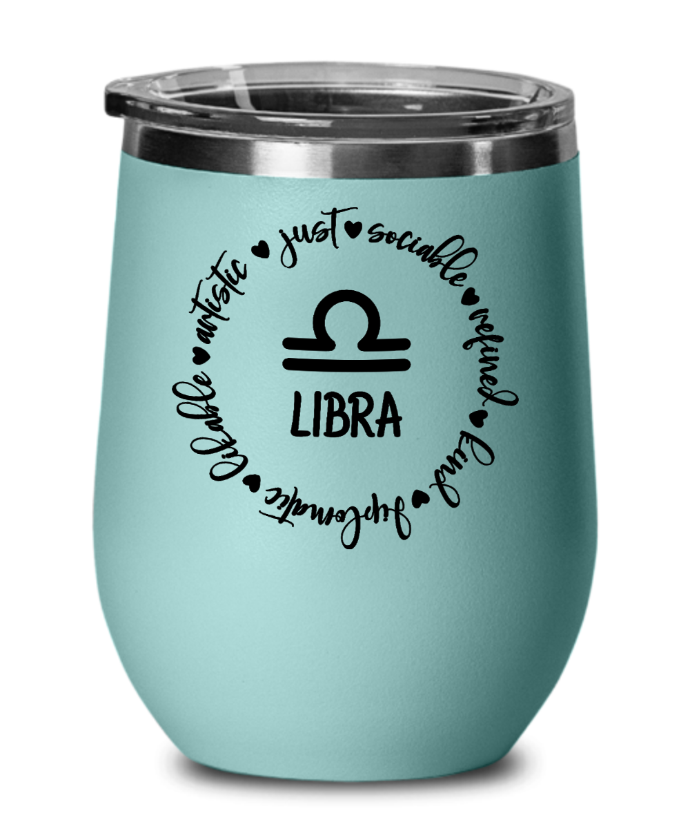 Traits of Libra 12oz Wine Tumbler