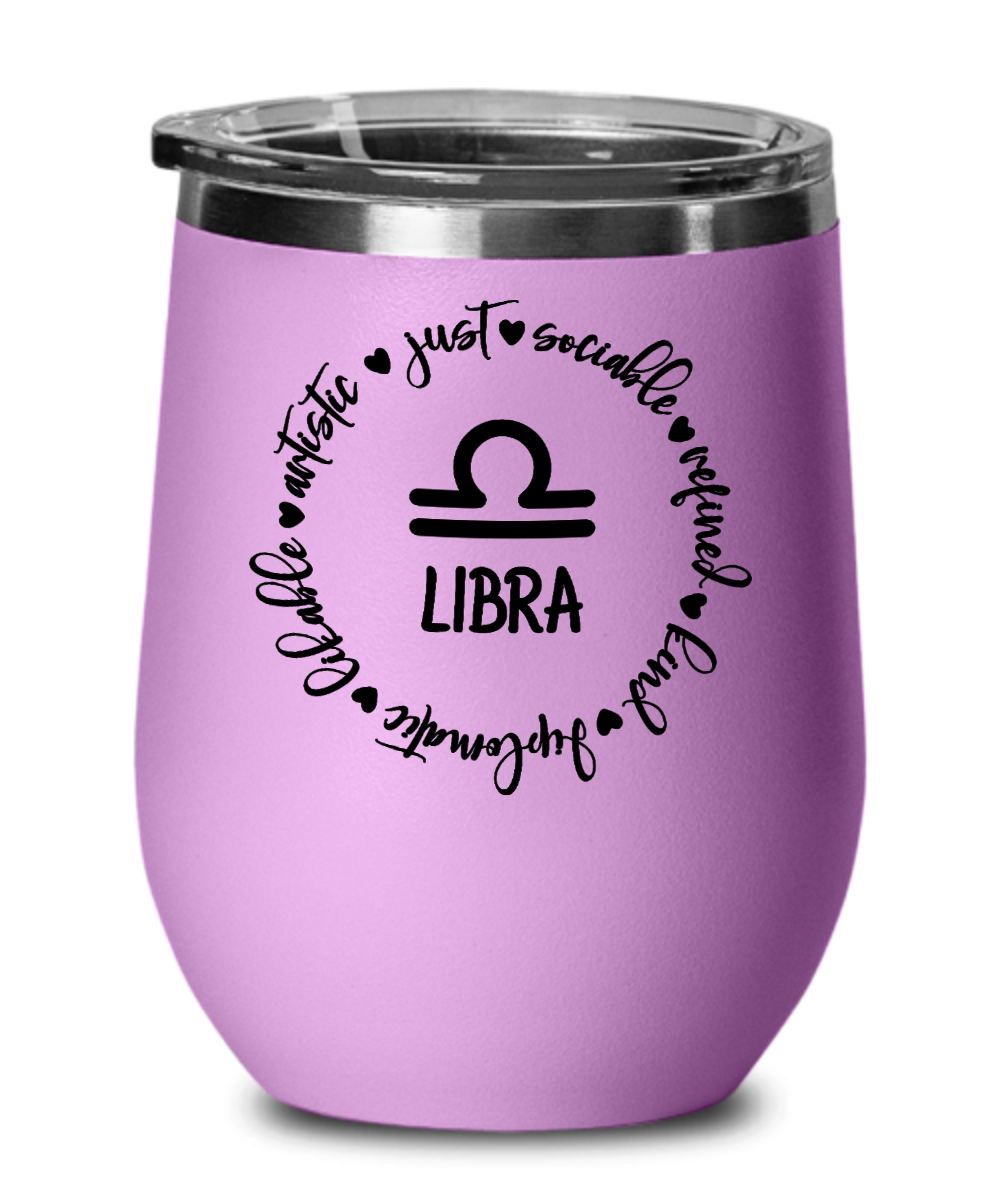 Traits of Libra 12oz Wine Tumbler