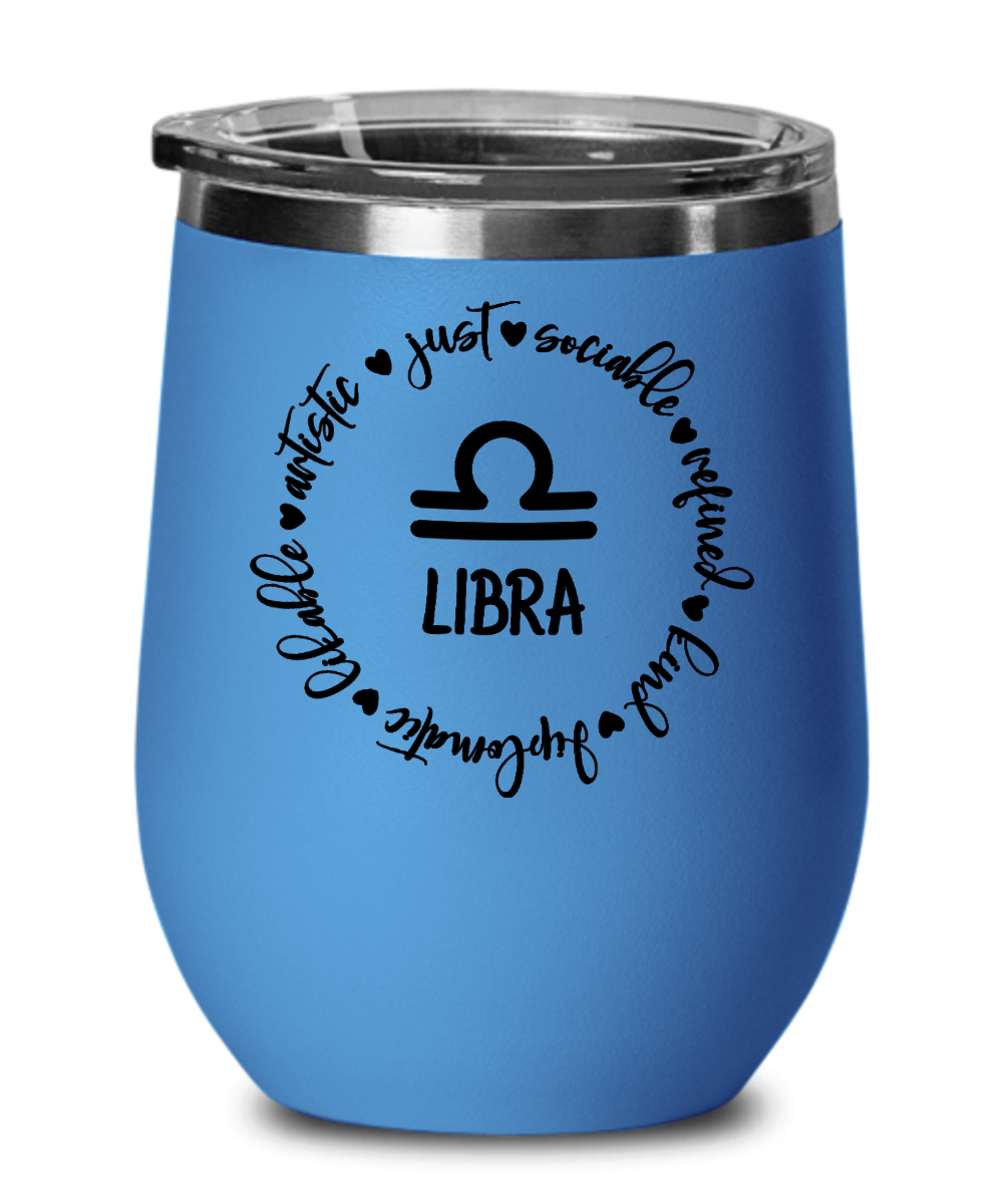 Traits of Libra 12oz Wine Tumbler
