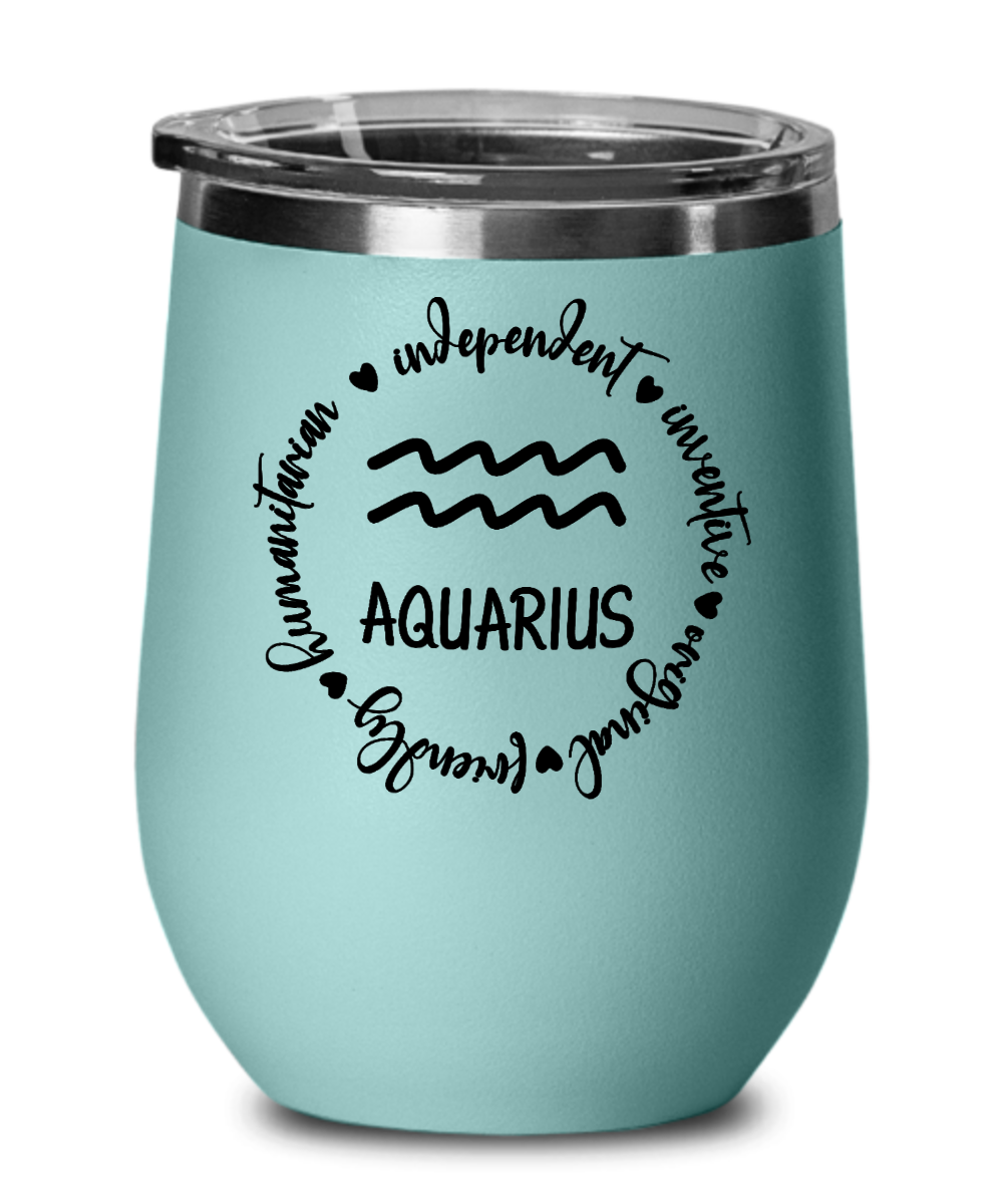 Traits of Aquarius - Aquarius 12oz Wine Tumbler