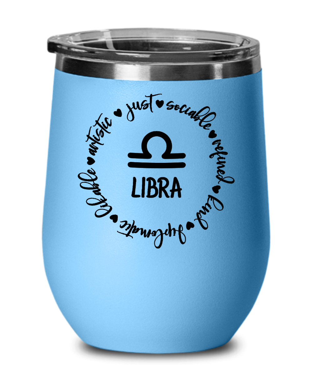 Traits of Libra 12oz Wine Tumbler