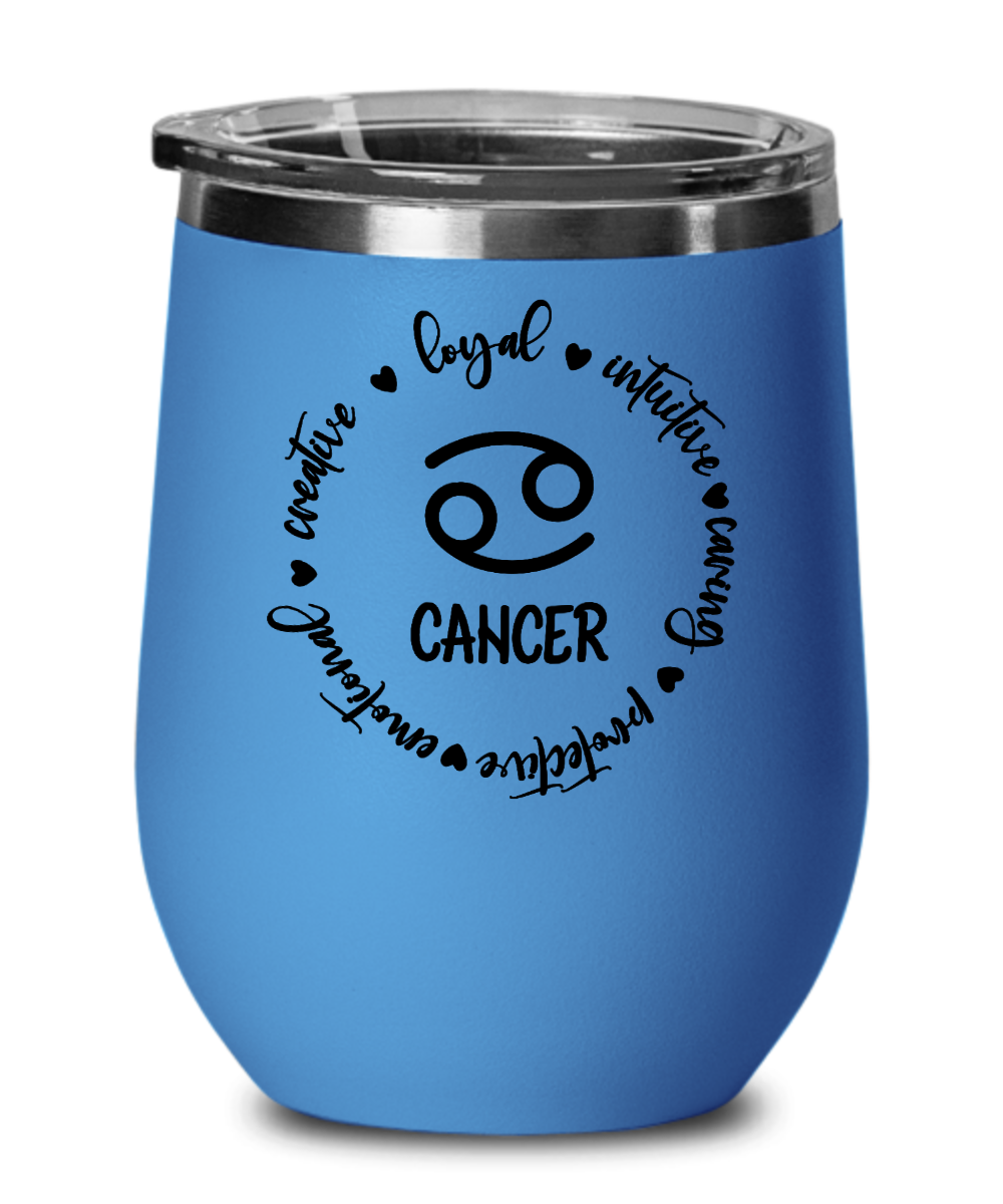 Zodiac Traits of Cancer - 12 oz Wine Tumbler