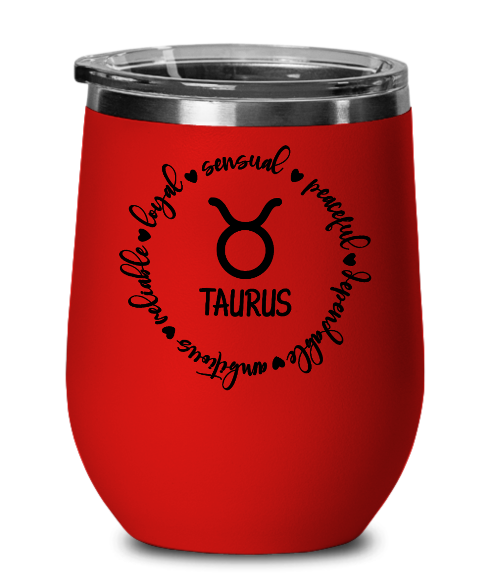 Traits of Taurus 12oz Wine Tumbler