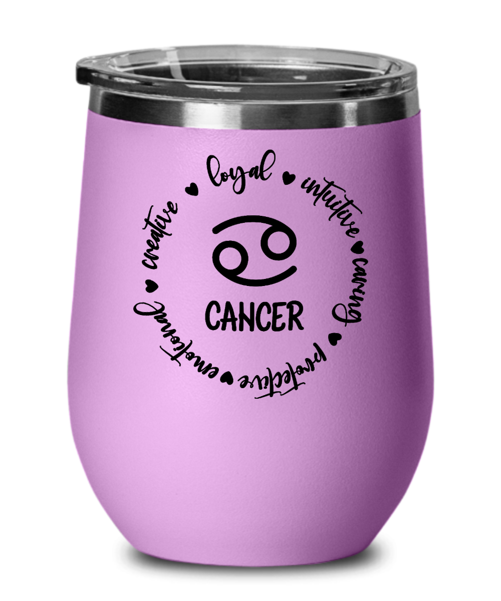 Zodiac Traits of Cancer - 12 oz Wine Tumbler
