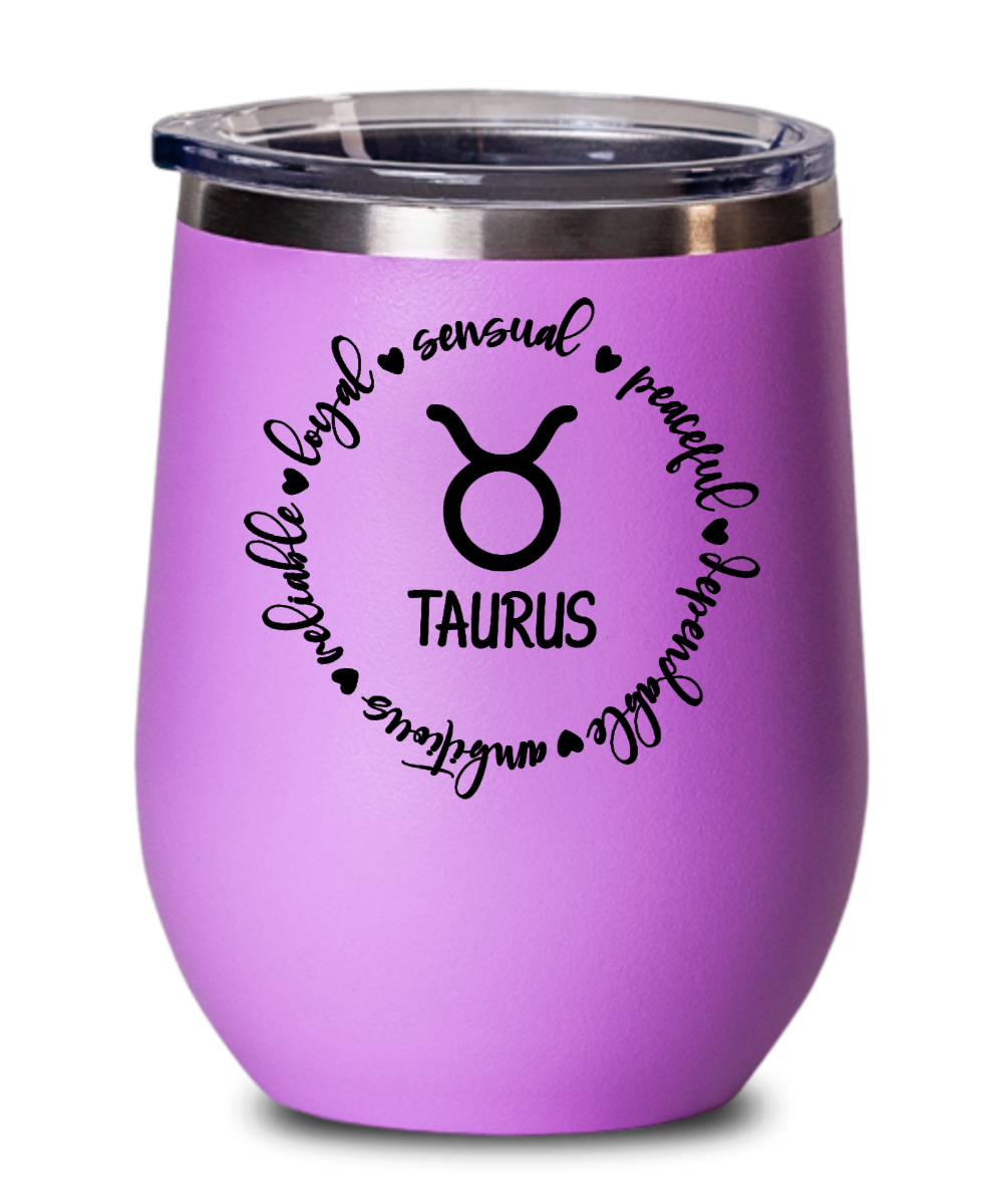 Traits of Taurus 12oz Wine Tumbler