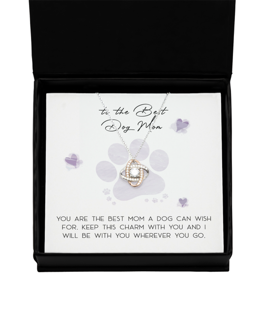 To The Best Dog Mom Love Knot Rose Gold Pendant