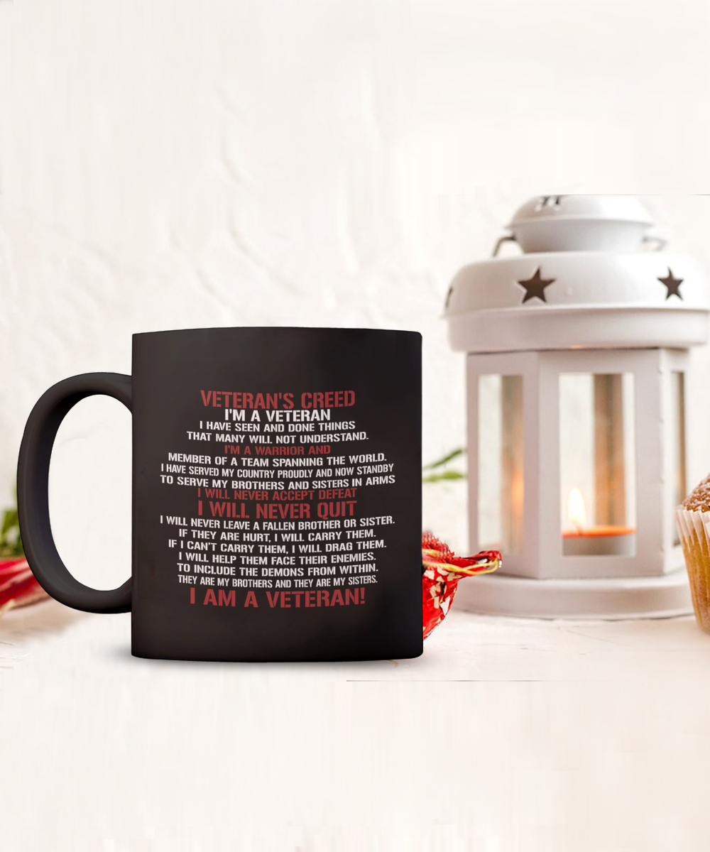 Veteran's Creed 15oz Black Ceramic Mug