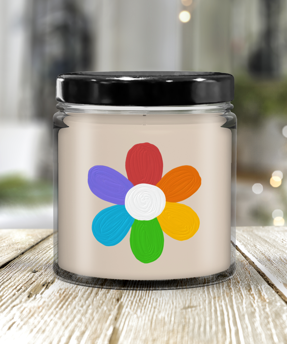 Pride Flower 9oz Vanilla Soy Candle Keepsake Jar with Lid
