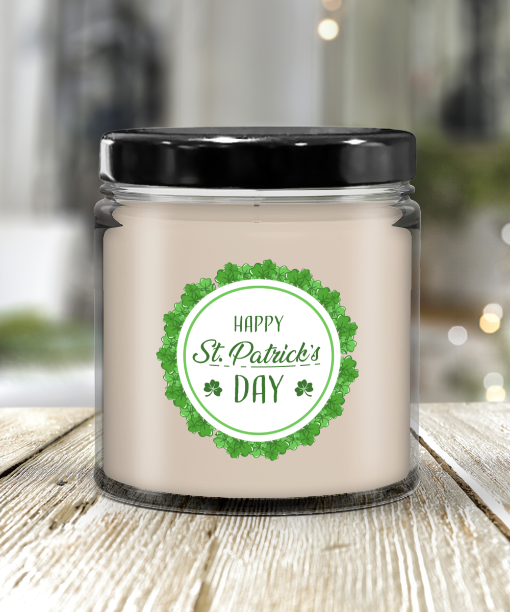 Happy St Patrick's Day Vanilla Scented Candle - Keepsake Jar with Lid