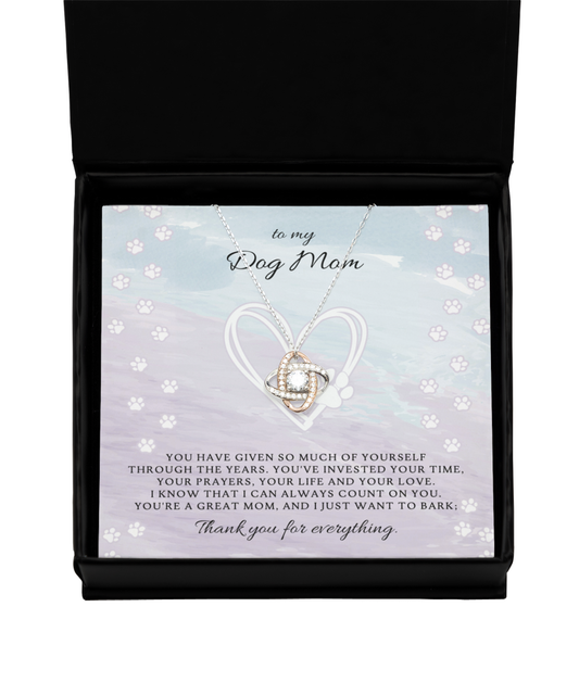 To My Dog Mom Love Knot Rose Gold Necklace