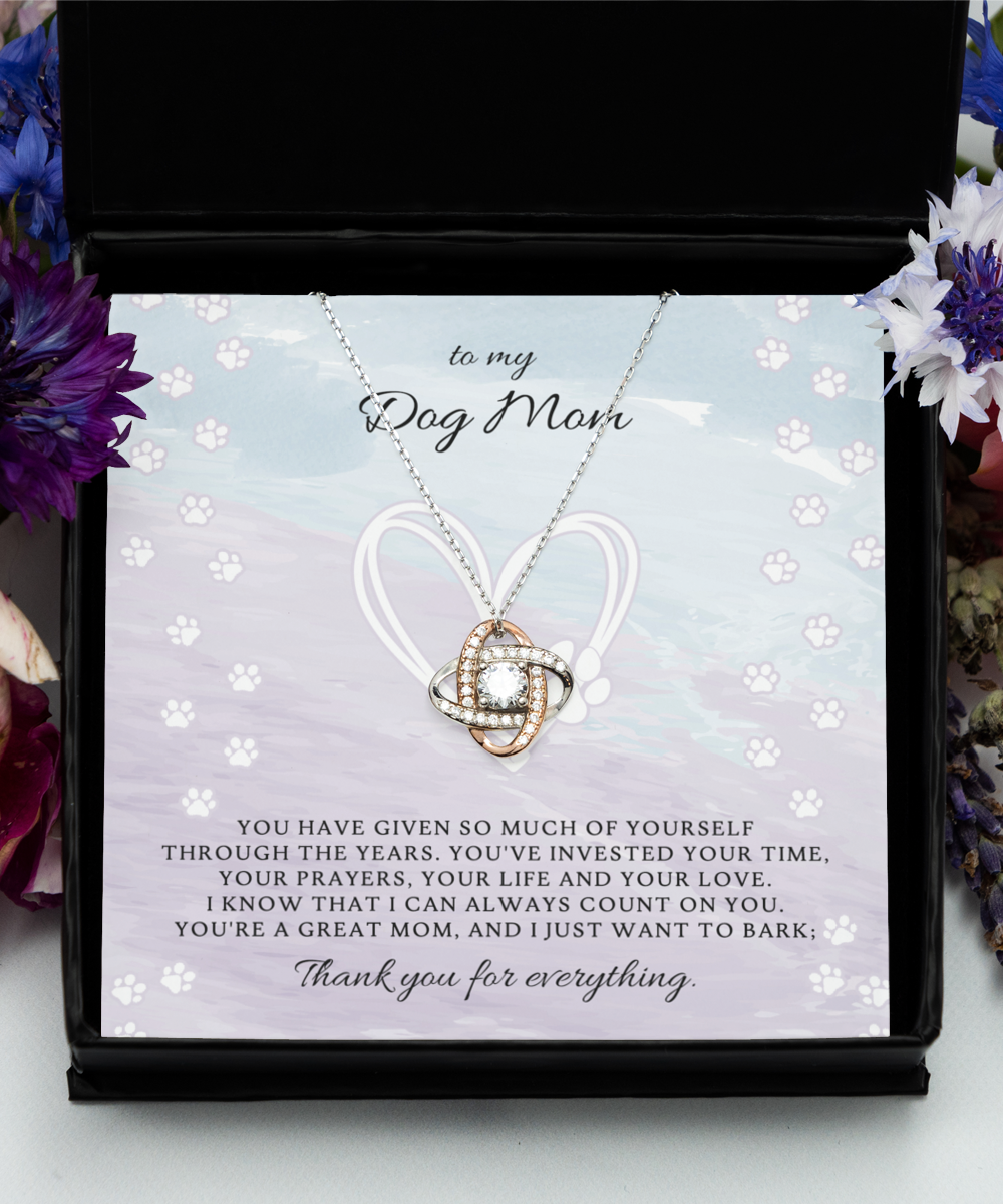 To My Dog Mom Love Knot Rose Gold Necklace