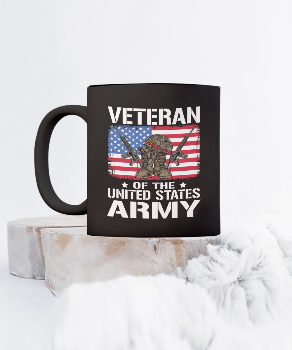 Veteran of the United States Army 15oz Black Ceramic Mug
