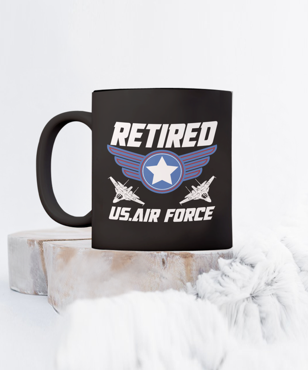 Retired US Air Force 15oz Black Ceramic Mug
