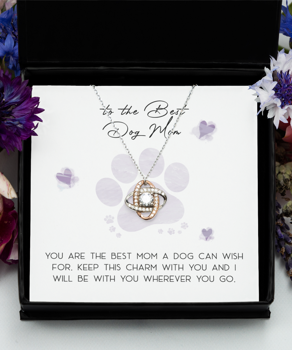 To The Best Dog Mom Love Knot Rose Gold Pendant