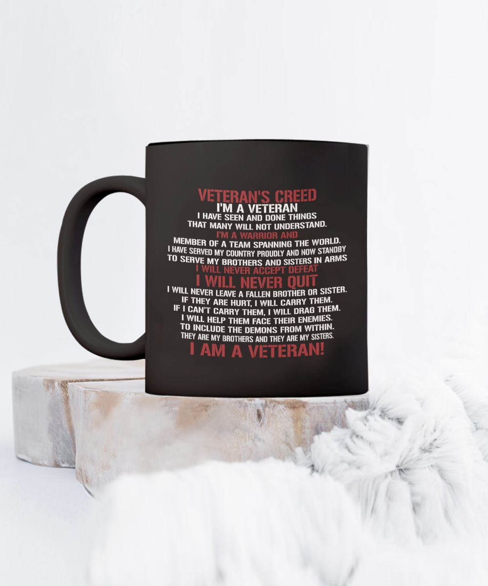 Veteran's Creed 15oz Black Ceramic Mug