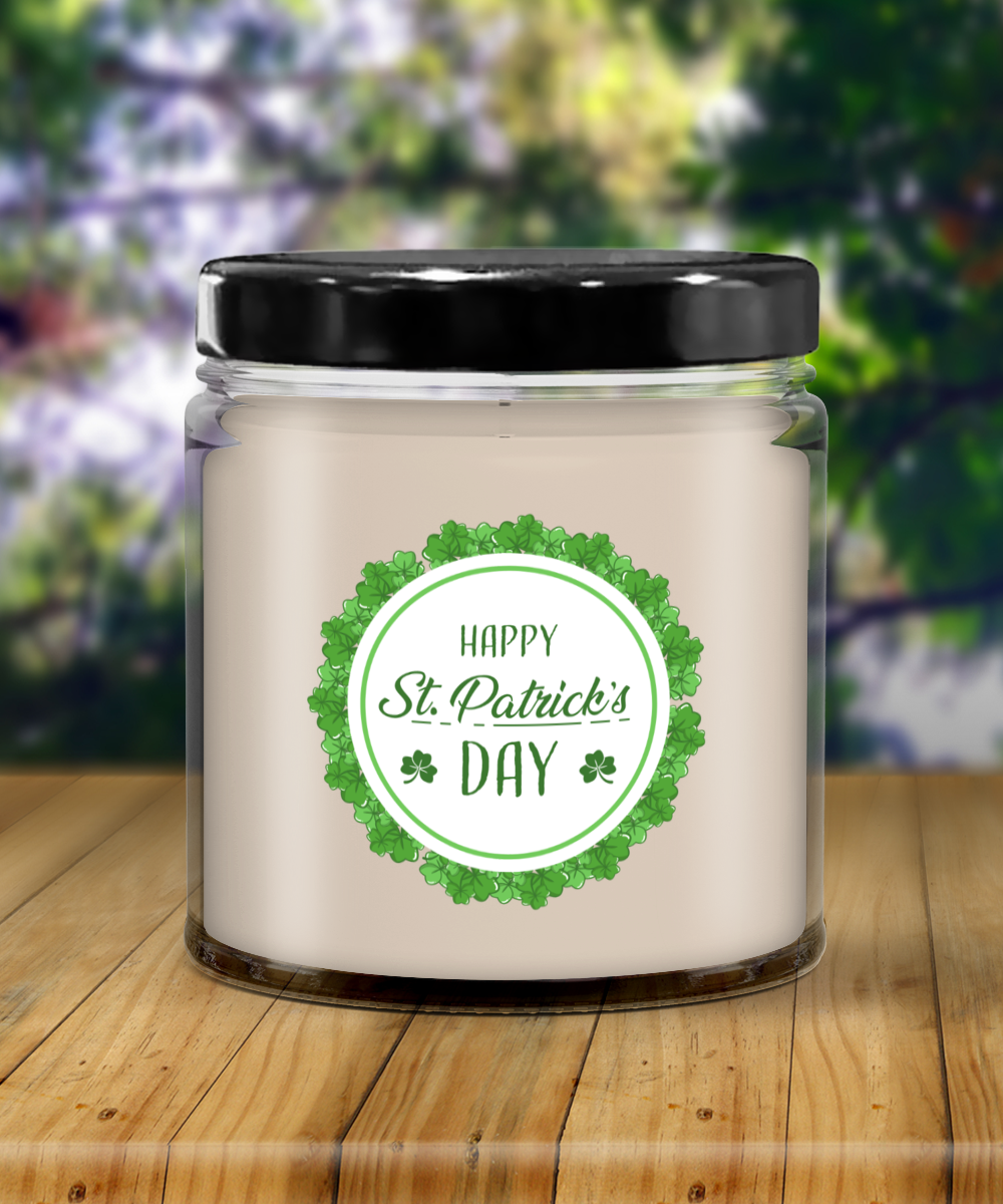 Happy St Patrick's Day Vanilla Scented Candle - Keepsake Jar with Lid