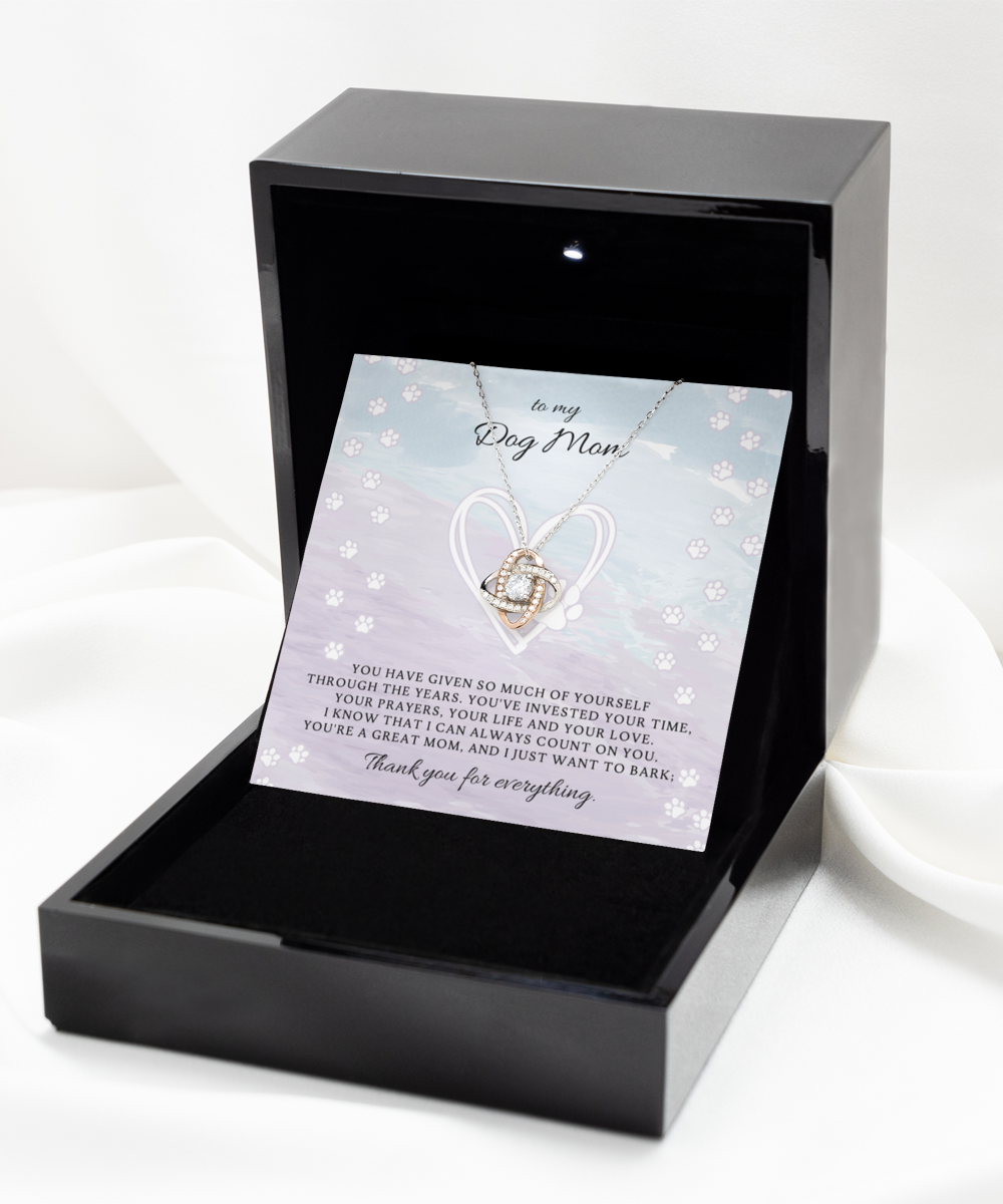 To My Dog Mom Love Knot Rose Gold Necklace