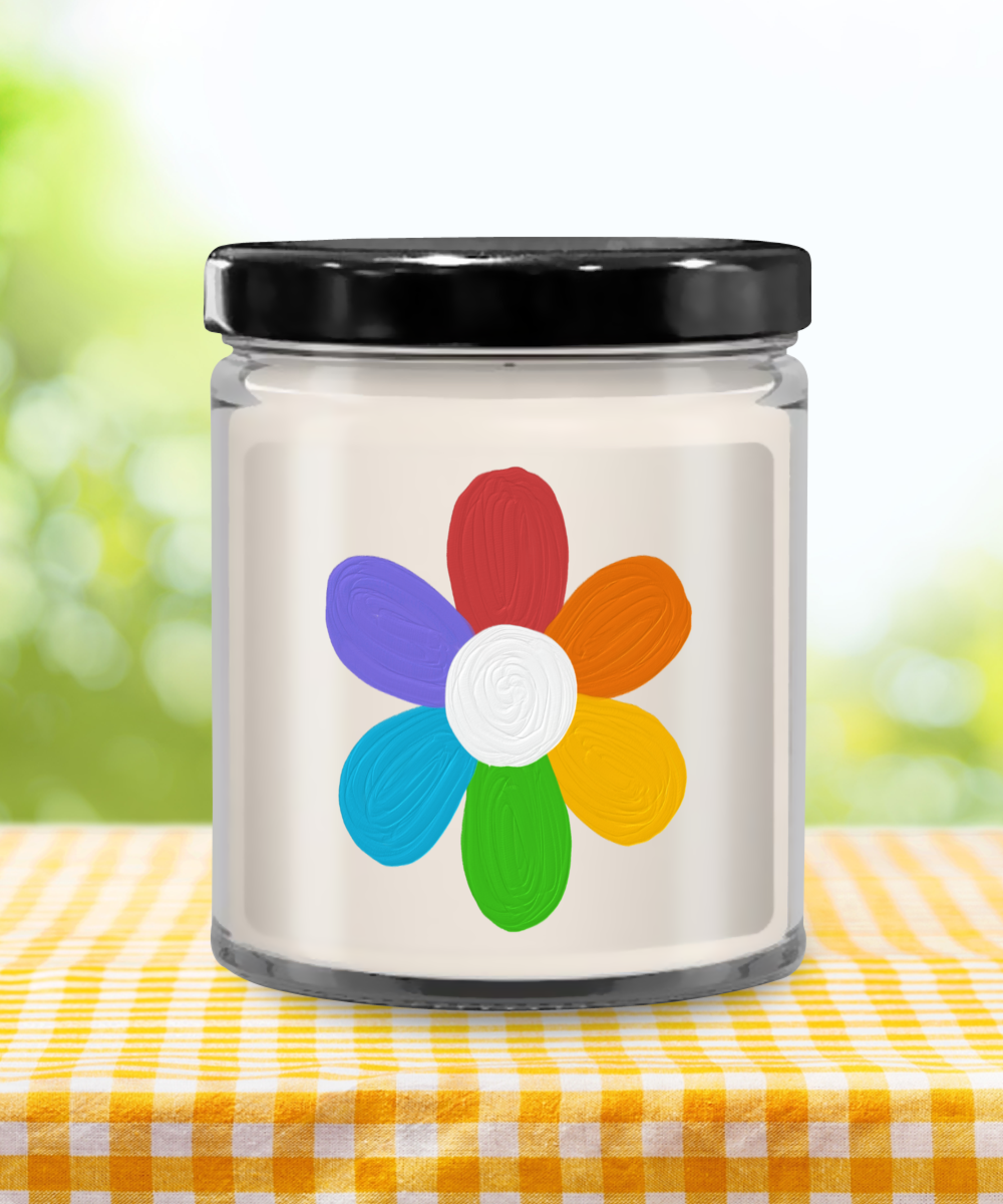 Pride Flower 9oz Vanilla Soy Candle Keepsake Jar with Lid