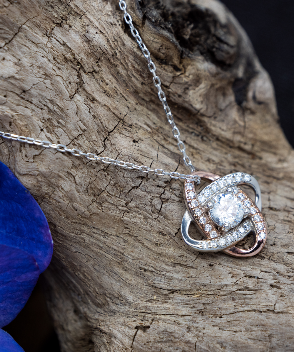 To The Best Dog Mom Love Knot Rose Gold Pendant