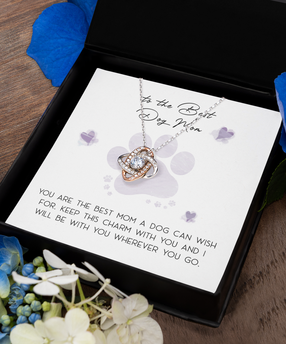 To The Best Dog Mom Love Knot Rose Gold Pendant
