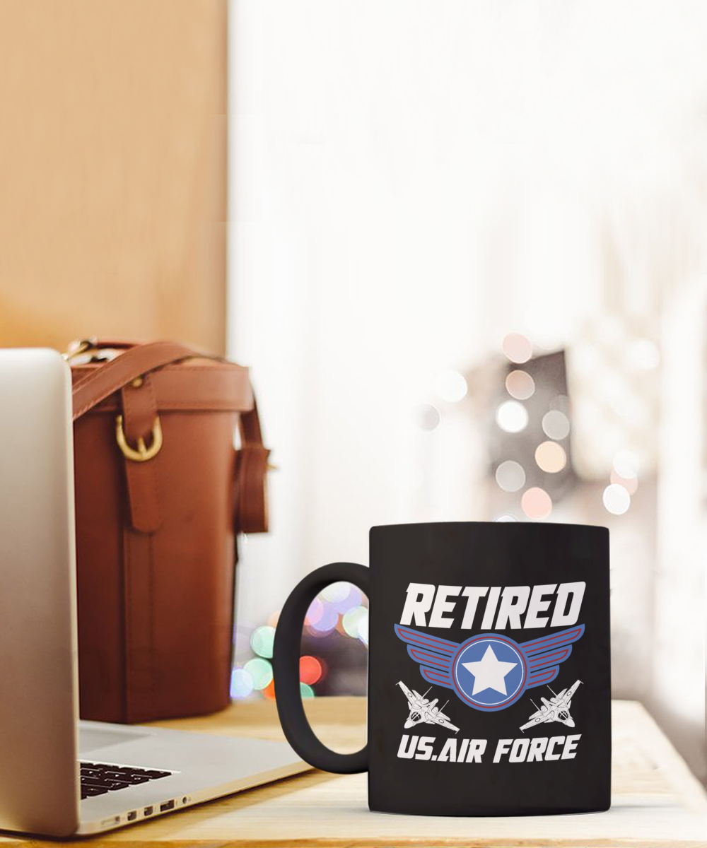 Retired US Air Force 15oz Black Ceramic Mug