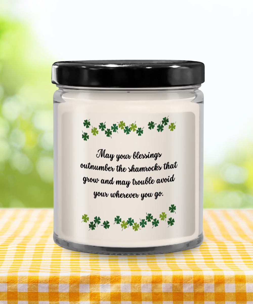 St Patrick's Day Blessings Vanilla Scented Candle - Keepsake Jar with Lid