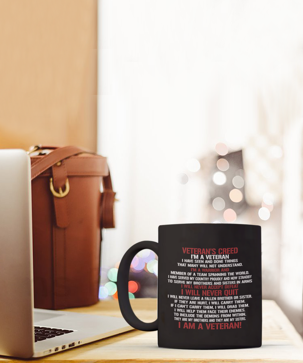 Veteran's Creed 15oz Black Ceramic Mug