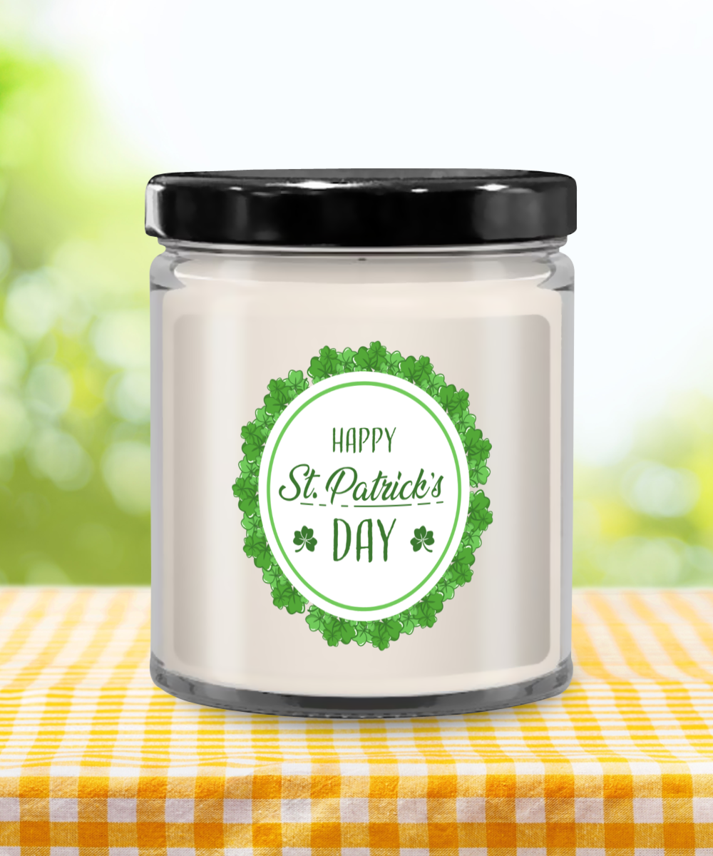 Happy St Patrick's Day Vanilla Scented Candle - Keepsake Jar with Lid