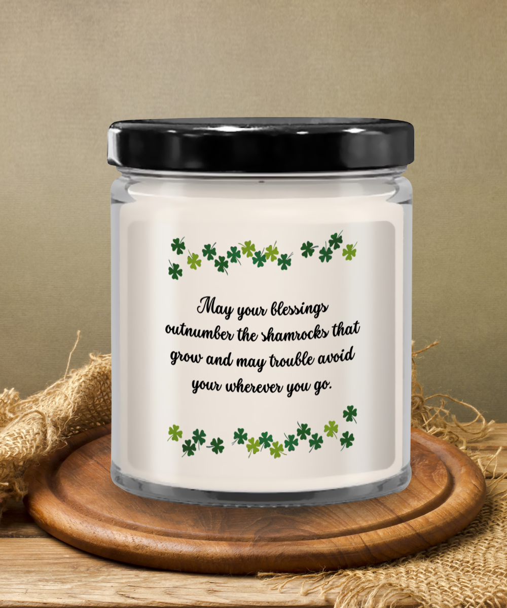 St Patrick's Day Blessings Vanilla Scented Candle - Keepsake Jar with Lid