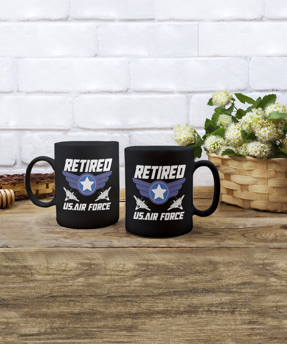 Retired US Air Force 15oz Black Ceramic Mug