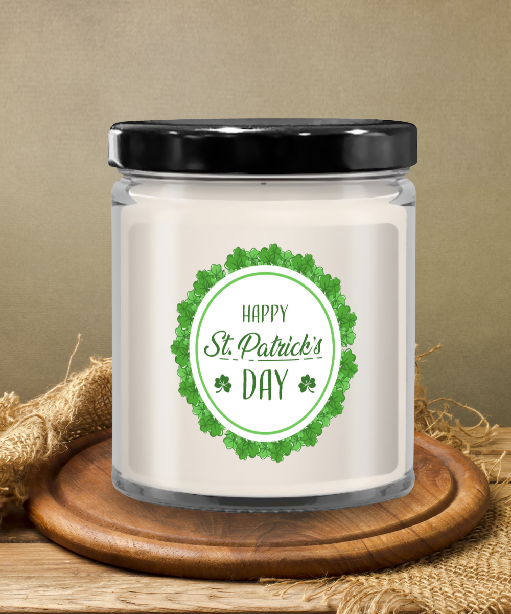 Happy St Patrick's Day Vanilla Scented Candle - Keepsake Jar with Lid