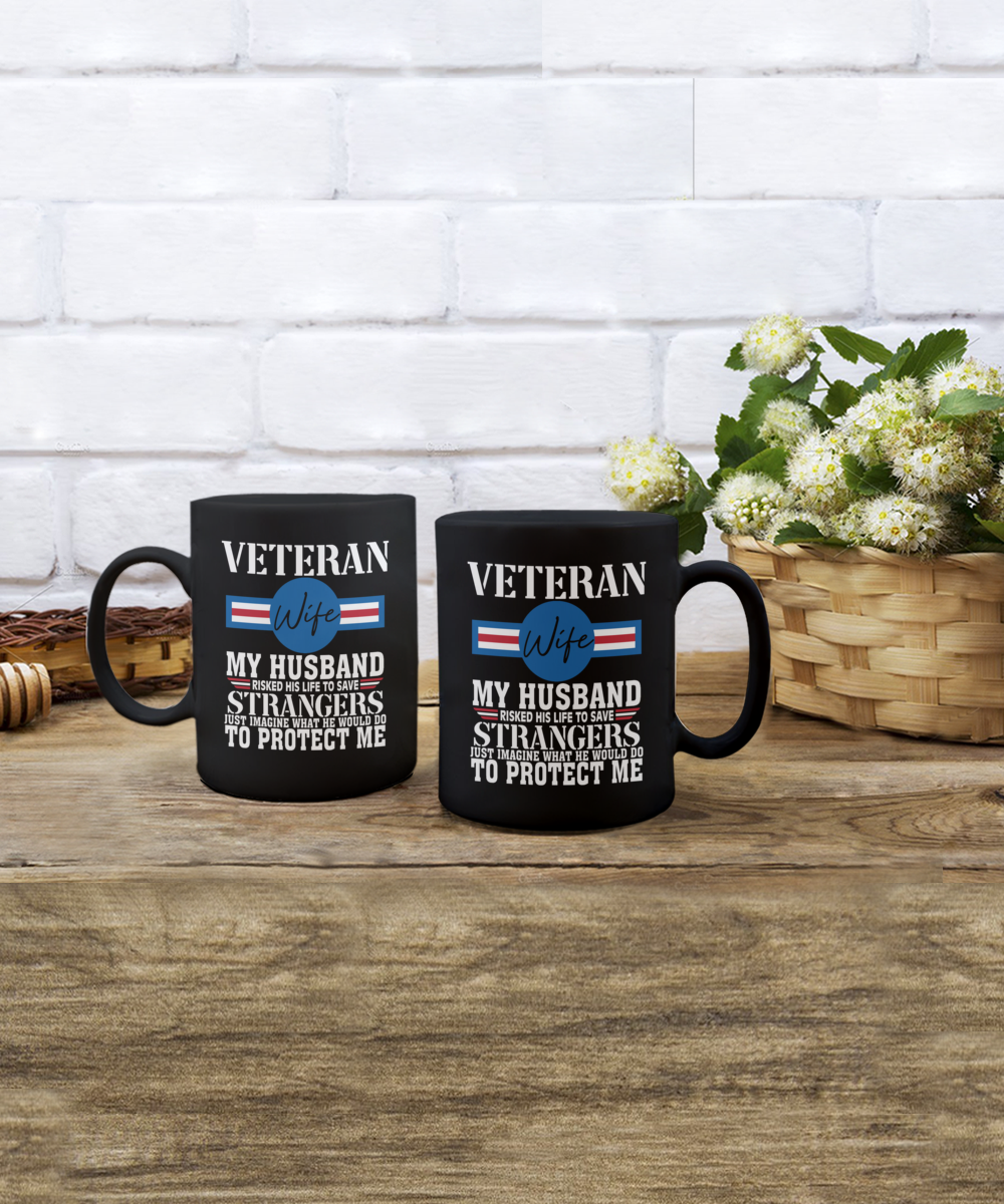 Veteran Wife 15oz Black Ceramic Mug