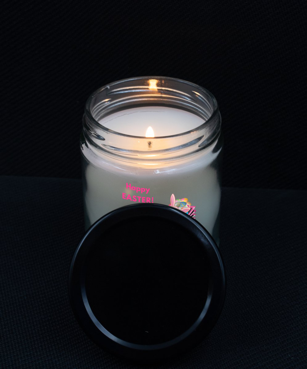 Happy Easter Bunny in Car Vanilla Scented Candle in Keepsake Jar with Lid