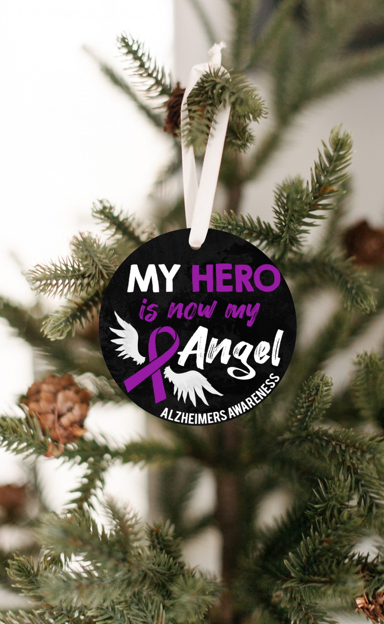 My Hero Is Now My Angel Alzheimer's Awareness Ornament