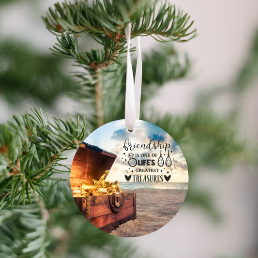 Friendship Is One Of Life's Greatest Treasures Round Holiday Ornament