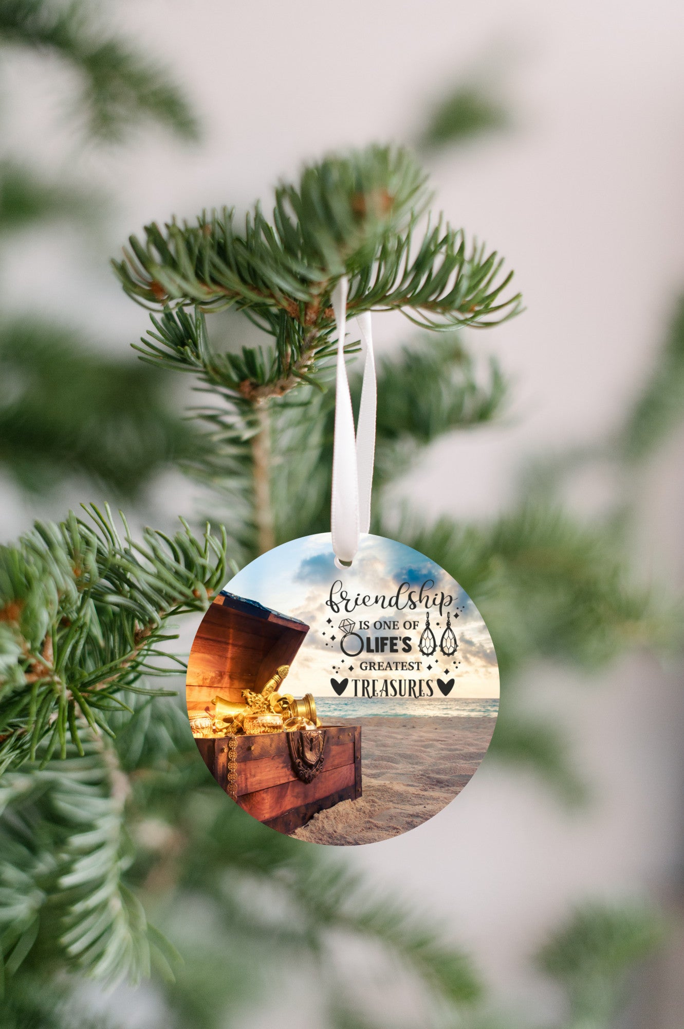 Friendship Is One Of Life's Greatest Treasures Round Holiday Ornament