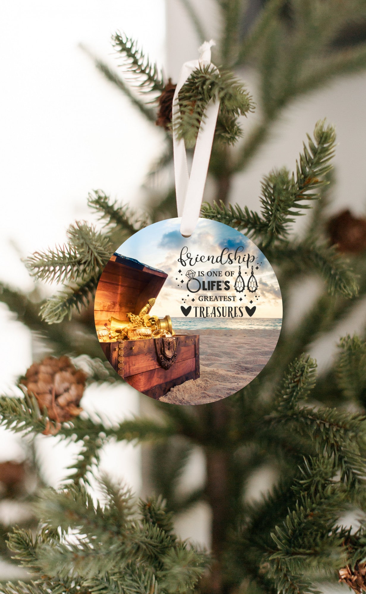 Friendship Is One Of Life's Greatest Treasures Round Holiday Ornament