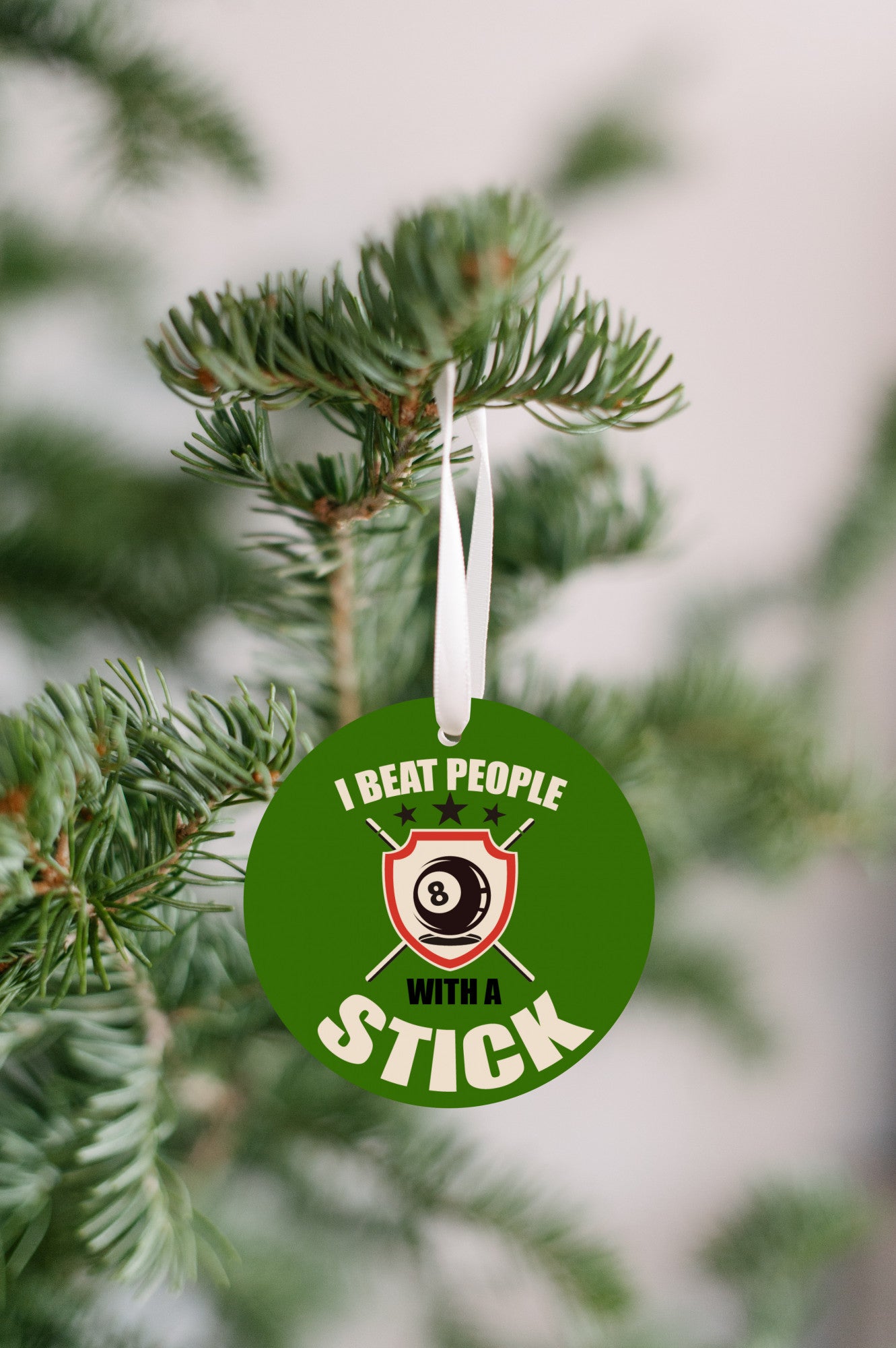 I Beat People With A Stick Christmas Ornament Gift For Billiard Player