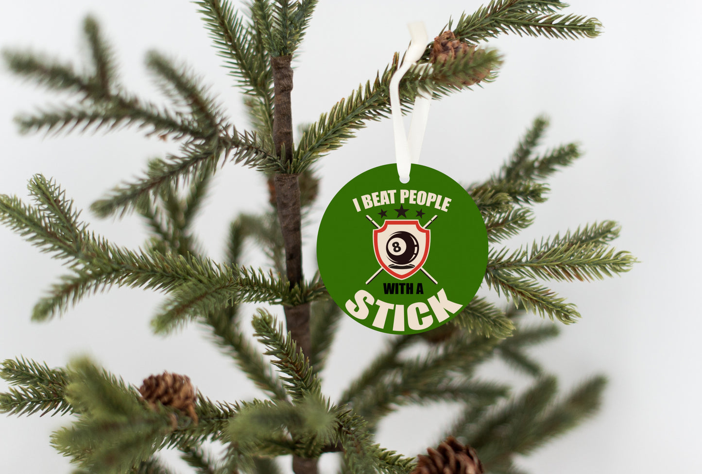 I Beat People With A Stick Christmas Ornament Gift For Billiard Player