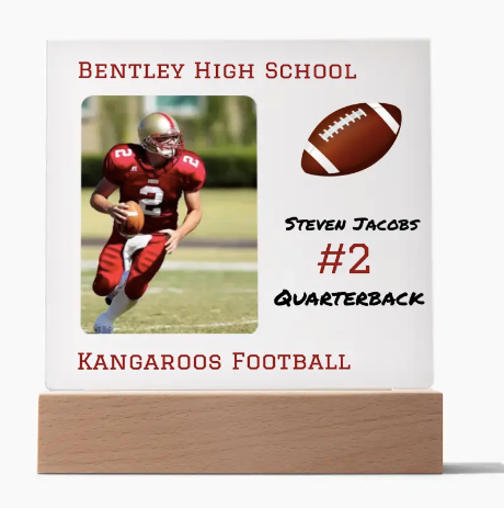 Athletic Sports Keepsake Acrylic Square Plaque - Customized to Player Specifics