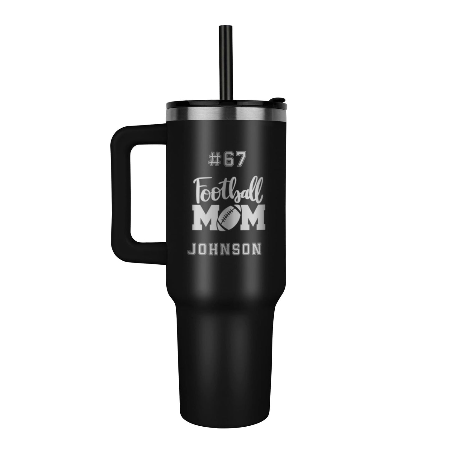 40oz Laser Engraved Tumbler, Stainless Steel Insulated Travel Mug, Custom Football Mom Gift, Personalized Hydrating Cup