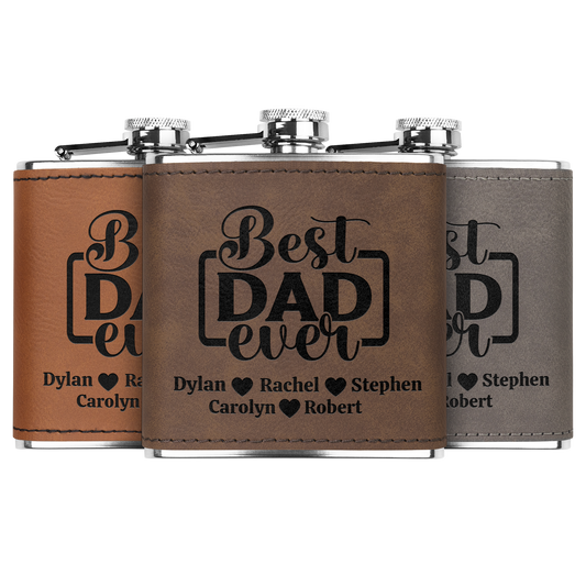 Best Dad Ever 6oz Flask Personalized From Kids Great Father's Day,  Birthday Gift