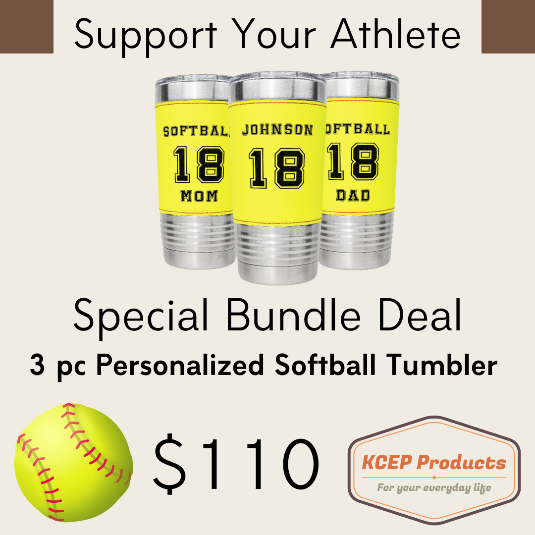 Personalized 20oz Softball Tumbler - Name and Jersey Number Tumbler For Softball Mom And Dad