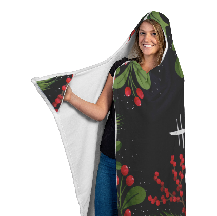 Hallmark Movie Watching Hooded Blanket - Holly Berries