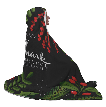 Hallmark Movie Watching Hooded Blanket - Holly Berries