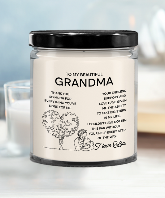 To My Beautiful Grandma 9oz Vanilla Soy Candle