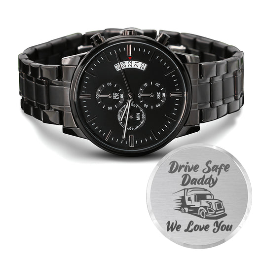 Drive Safe Daddy Trucker - Men's Black Chronograph Watch