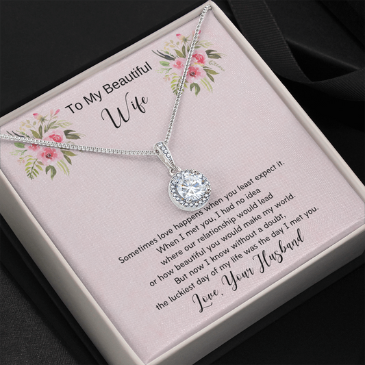 Luckiest Day -Love Husband Eternal Hope Pendant Necklace